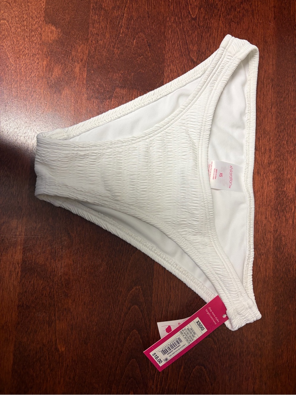 Xhilaration White Textured High-Cut Bikini Bottom